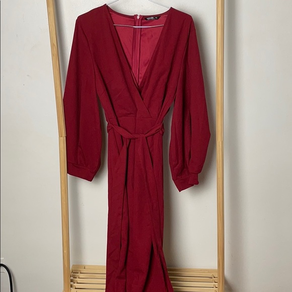 SHEIN Plus Plunging Neck Wrap Belted Pencil Dress - Picture 6 of 11